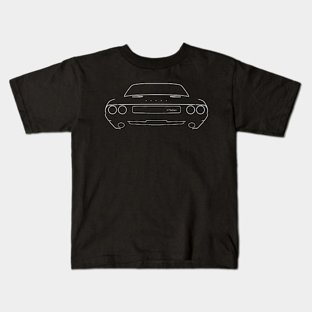 1970 Dodge Challenger classic car white outline graphic Kids T-Shirt by soitwouldseem